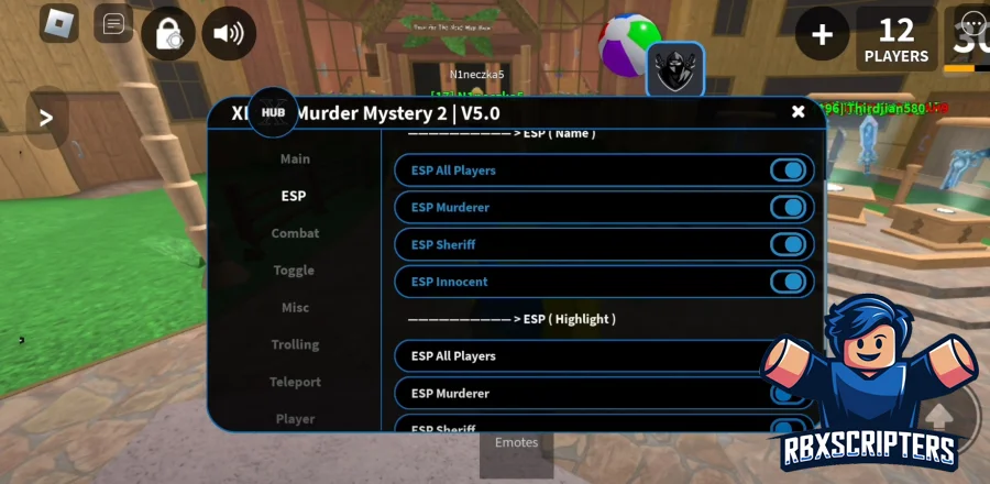 Скрипт XHub v5.0 на Murder Mystery 2